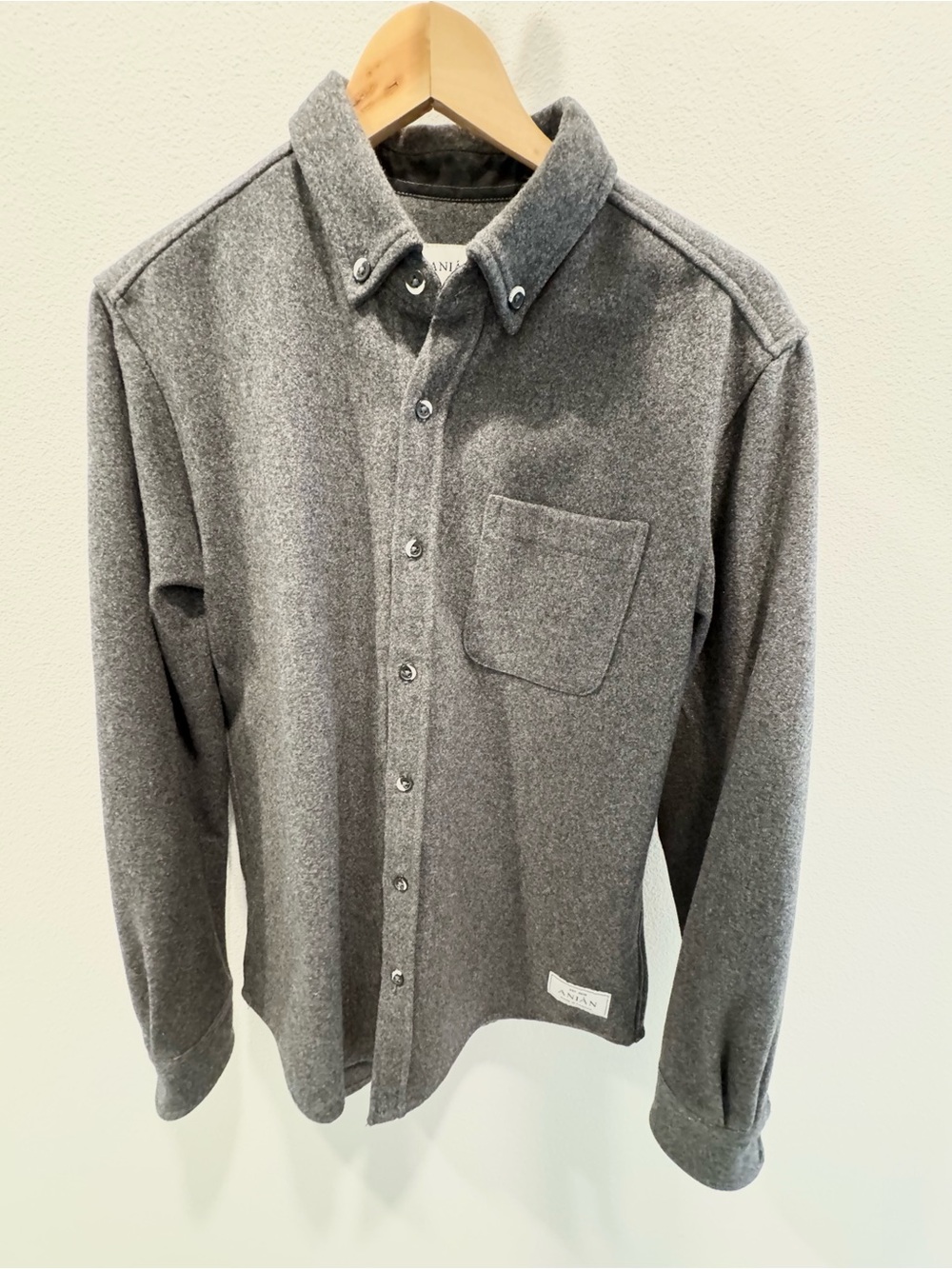 Men's Gray Button-Down Shirt by Braniff - Soft Recycled Wool